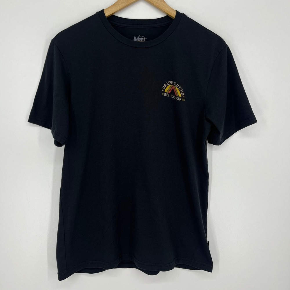 REI Co-op Mens Small Black Graphic T-Shirt For Life Outside Organic Blend Tee